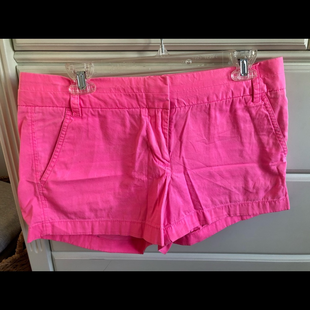 Neon pink jcrew chino shorts